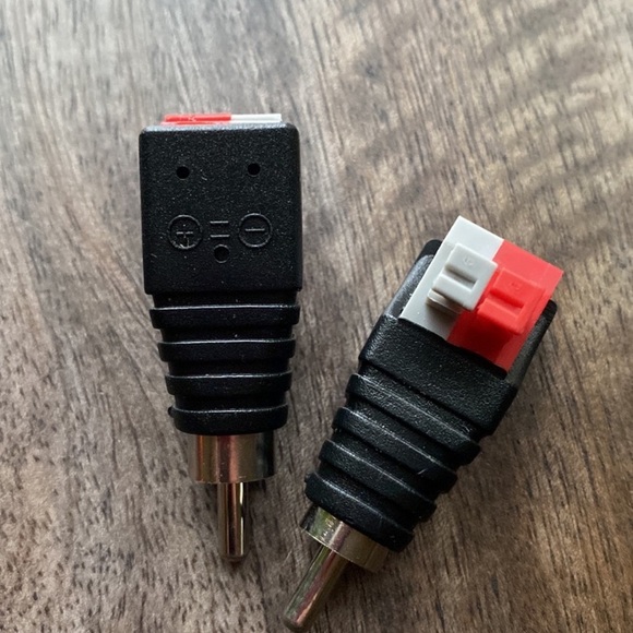 2 RCA MALE to spring press speaker wire cable converter jacks new non-soldering - Picture 4 of 5